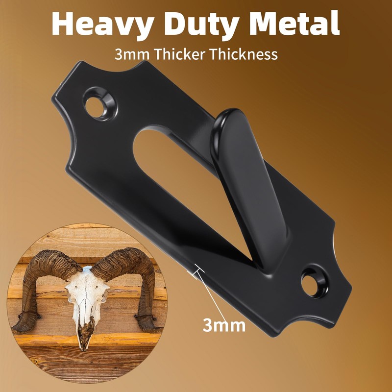 3 Pack European Deer Skull Mount Hanger, Stainless Steel/Wall Mount/Easy