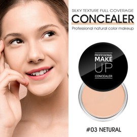 LOKFAR Cream Concealer Full Coverage Makeup, Matte Color Correcting Concealer with Brush, Waterproof, Conceals Blemish, Pores and Spots, Under Eye Makeup Concealer for Dark Circles (#03 NETURAL)