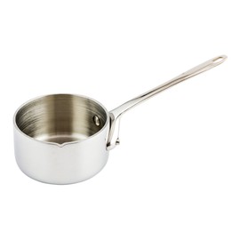 2 Ounce Small Saucepan, 1 Commercial-Grade Mini Saucepan - Built-In Pour Spout, Corrosion-Resistant, Silver Stainless Steel Tiny Saucepan, For Sauces, Dips, Or Mini Dishes, Dishwasher-Safe