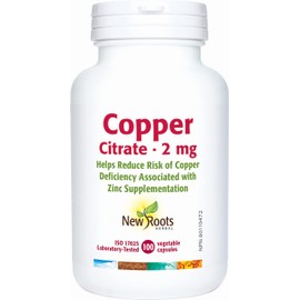 NEW ROOTS HERBAL New Roots Herbal - Copper Citrate 2mg, 100 Capsules - Helps to Form Red Blood Cells - Helps to Prevent Copper Deficiency - Mineral Supplement