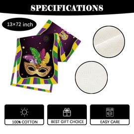 Mardi Gras Table Runner New Orleans Brazi Carnival Table Cover Fat Tuesday Decor Mardi Gras Decorations for Home Table
