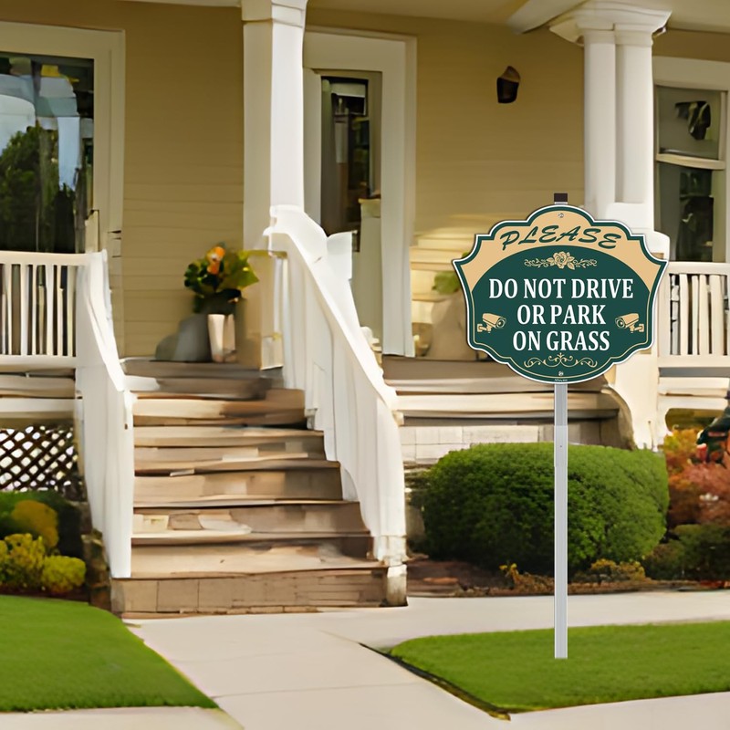 Please Do Not Drive Or Park On Grass Yard Sign