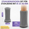 Filzada® 24x Stuhlsocken Filz/Stuhlbeinsocken GRAU- Elastische Stuhlbeinschoner - Stuhlbeinkappen -