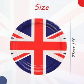 WedDecor Union Jack Paper Plates, King Charles III Coronation Royal Theme Party Supplies Disposables Britain Sporting Events Pub BBQ Table Decorations, 23cm, 10pcs