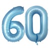 GOER Number 60 Balloons for 60th Birthday Party Decorations,42 Inch Jumbo Foil Helium Balloons for 60th Anniversary (Light Blue)