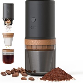【Electric Coffee Grinder Coffee Maker 】Portable Grinder Stainless Steel Whole Bean for Outdoor Sport Lover French Press Drip Coffee, Reusable Espresso Capsules Turkish Brew