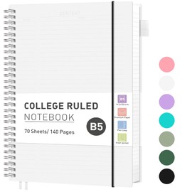 RETTACY RETTACY Notizbuch B5 Liniert, Leichtgewicht Ringbuch, Tagebuch 70 Blatt / 140 Seiten Zum Schreiben, Notepad 100 GSM, College-liniertes PVC Journal 19.3x 25.4cm - Transparent