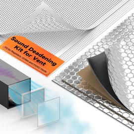 GCGOODS Sound Deadening Mat & Air Vent Mesh Cover, Sound Proofing Kit for Air Vents & Ducts, Comes with 3 Pcs Noise Insulation and Vibration Damping Mat, 2 Pcs Sound Proof Vent Cover 15"× 15", White