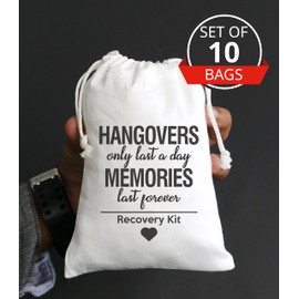 Hangovers Only Last a Day Memories are forever, hangover bags, amenity bags, Bachelorette Party Hangover Kit Bags Cotton Drawstring Wedding Party Welcome Favor Bags (10pcs)