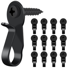 DINGEE Light Hanger Hooks,Stainless Steel Screw in Hooks for Outdoor String Lights, Christmas Light Hooks,Black Small Screw Hooks for Patio Light,Plants,Wind Chimes 12 Pack