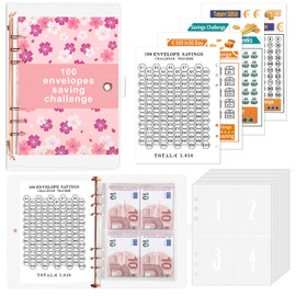 Money Book Ring Binder for Money A5, 100 Envelope Saving Challenge Budget Planner German with Challenge Tracker Budget Planner Binder Envelope Method for Money Saving Challenge