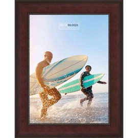 Poster Palooza 18x8 Frame Brown Traditional Mahogany Solid Wood Picture Frame | 1.5 Inch Moulding Width | with UV Acrylic Plexiglass, Foam Board Backing & Hanging Hardware Included