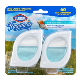 Clorox Fraganzia Small Room Air Freshener in Fresh Ocean Breeze, 2ct | Peel & Place Air Freshener, No-Plug, Battery-Free for Closets, Laundry Room, Entry Way, Bathroom, Locker, 2 Air Freshener Units
