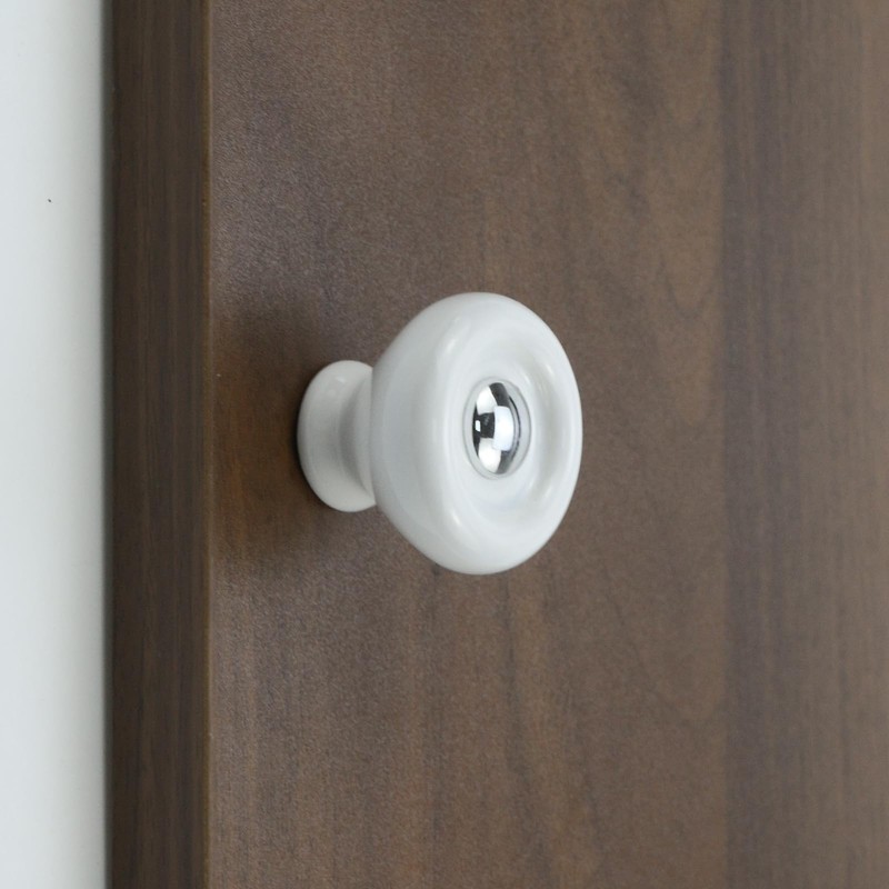 Tsnamay 6Pcs White Ceramic Knob Kitchen Door Cabinets Cupboard Single