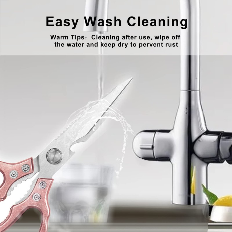 AWinjoy Kitchen Scissors, Heavy Duty Sharp Kitchen Shears Dishwasher Safe,Rose