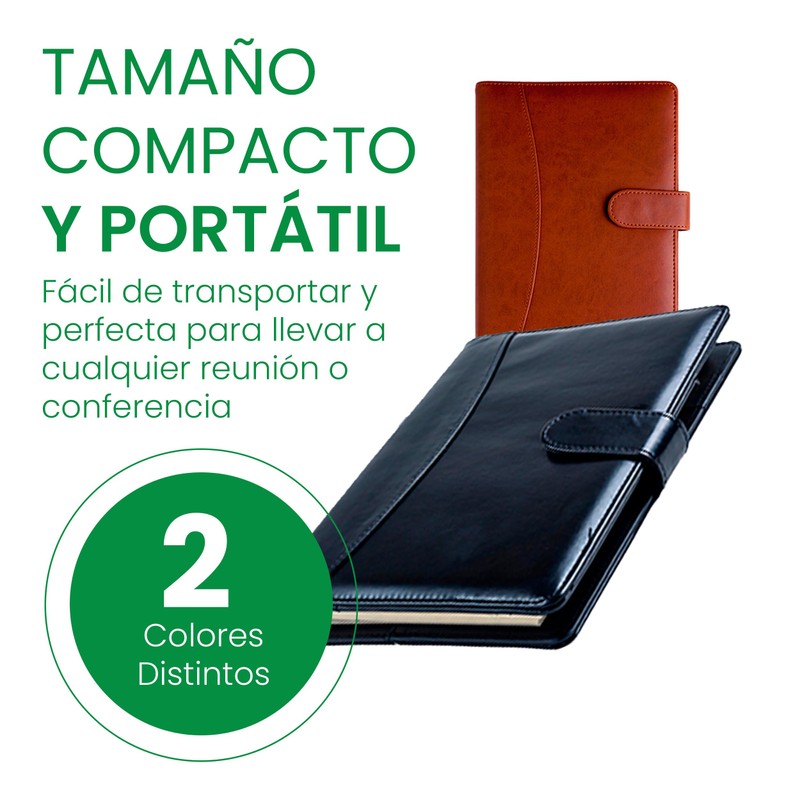 Carpeta de curpiel con block de 90 hojas de raya