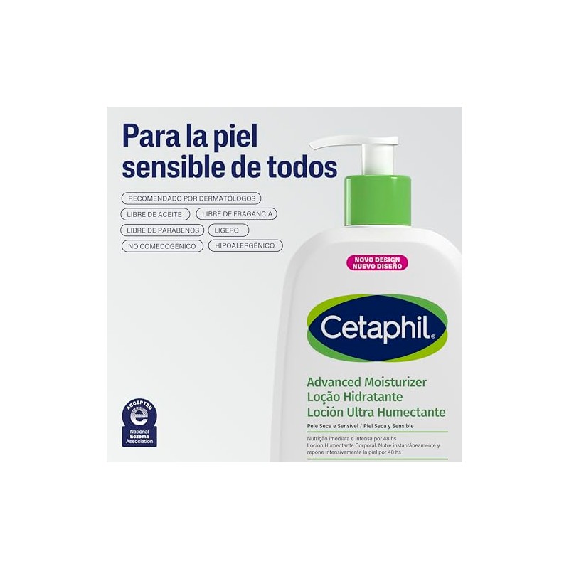 Cetaphil Loción Humectante Facial Corporal Textura Ligera Piel Mixta 473