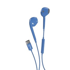 Music Hero USB-C Wired Earbuds, USB-C Headset, Built-in Controls, Microphone, Semi In Ear, Blue