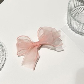 PUSCOBSY Hair Clips and Hairband Net yarn hair band female pure desire super immortal hair high -level sense bow hair (4PCS, Pink)