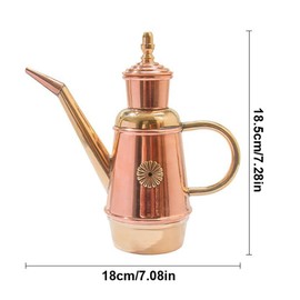 ikasus Olive Oil Dispenser Bottle, Retro Classic European Handmade Copper Oil Pot, Drip Free/Everyday-use Oil Vinegar Cruet, for Kitchen Restaurant Pizza Shop and Bakery, Gold, 450ML