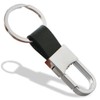 2pcs Keyrings for Men Black Leather Key Fob Metal Keyring
