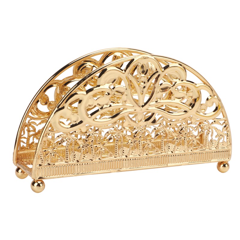 Napkin Holder Electroplating Hollow Iron Pattern Desktop Vertical Gold Metal