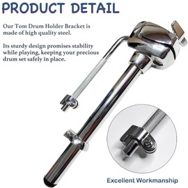 Tceapoo Tom Drum Holder Single Arm Stand Cymbal Mount Rack Support Drum Percussion Accessory for Performance