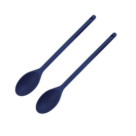 Soro Essentials- 12" High Heat Nylon Cooking Spoon Blue Color Set of 2- Heat Resistant Solid Basting Spoon Kitchen Cooking Utensils Ideal for Non Stick Cookware Mixing Serving Stirring Kitchen