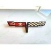 AUTO 1PC Black Rear Gas Lid Crossed Flag Emblem Badge