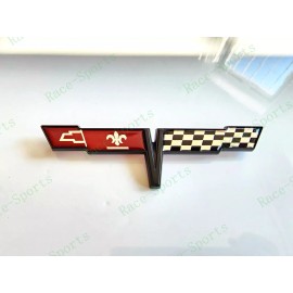 AUTO 1PC Black Rear Gas Lid Crossed Flag Emblem Badge 1981 C3 Corvette