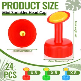Honeydak 24 Pcs Bottle Cap Sprinkler Small Seedling Watering Can for Indoor Plants Mini Sprinkler Head Cap Plastic Watering Spray Nozzle Garden Tool for Bonsai Plant, 3 Colors