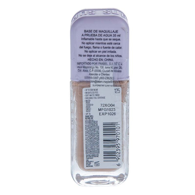 Base Maquillaje Maybelline tono 125 35ml