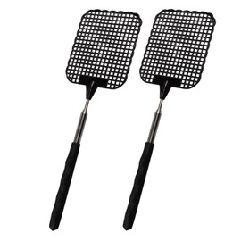 ECENCE 41010103 Telescopic Extendible Fly Swatters 26 cm - 72 cm Long Black Set of 2