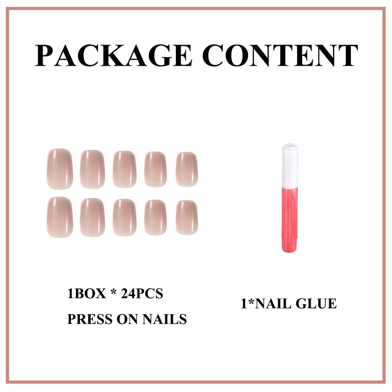 MERVF Square Press On Squoval Acrylic Nails with Glitter Design