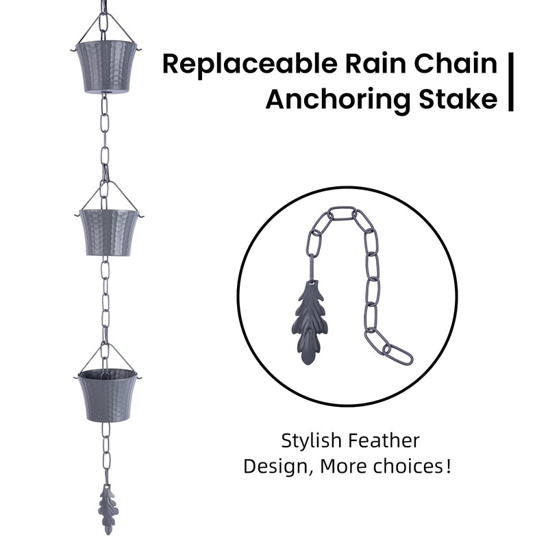 Aseneat Rain Chain for Gutters with Adapter,Wrought Iron Rain Chains