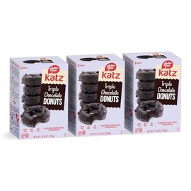 Katz Gluten Free Triple Chocolate Donuts | Dairy Free, Nut Free, Soy Free, Gluten Free | Kosher (3 Packs of 6 Donuts, 13 Ounce Each)