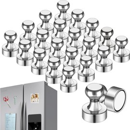 Suytvenxau [20PCS] Strong Fridge Magnets - Heavy Duty Metal Magnetic Push Pins for Whiteboard Pinboard Noticeboard Refrigerator (Silver)