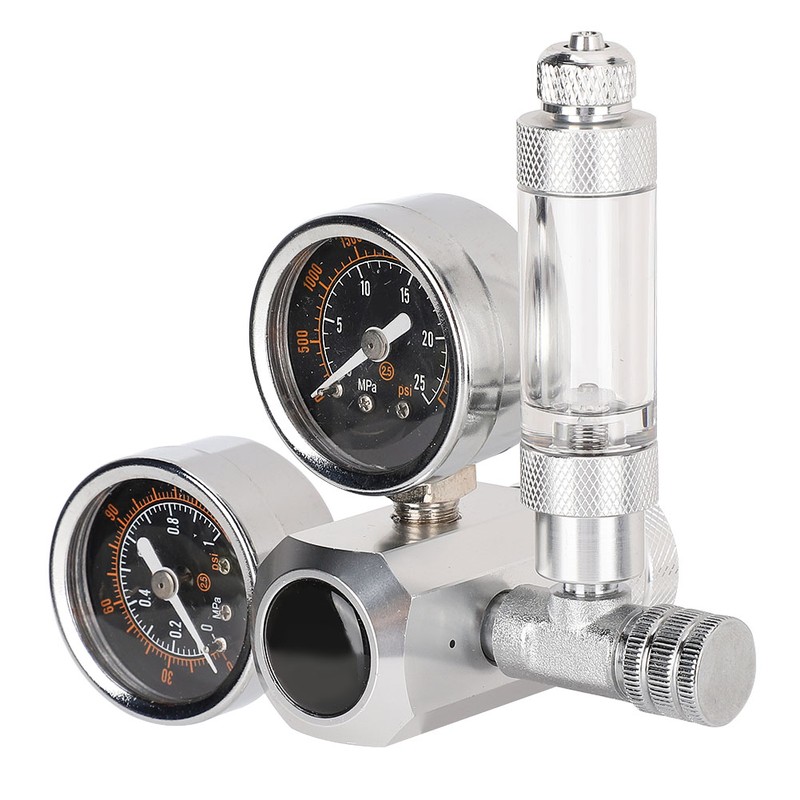 CO2 Regulator Aquarium Dual Gauge Display with Bubble Counter and