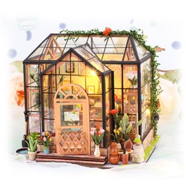 Gugxiom DIY Miniature Dollhouse Kit, 1:24 Scale Flower House Tiny House, Easy to Assemble Doll House, Dollhouse Miniatures Develop Hands On Skills and Patience
