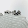 Black White Chessboard 925 Sterling Silver Adjustable Ring Crystal Wedding