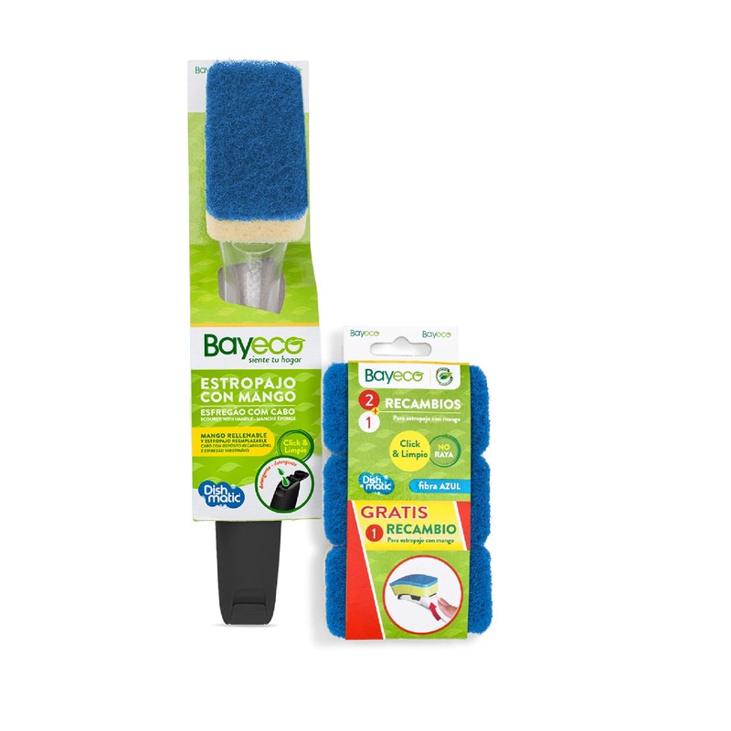 Bayeco Pack of 3 Blue Replacement Sponge with Handle, No