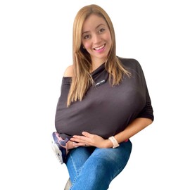 Mãe Baby Manta de Lactancia para Amamantar Multiusos 4 en 1 Compra Inteligente | Mandil para Lactancia | Transpirable, No se Transparenta, Tela Premium | Bufanda (Gris Oxford)