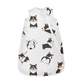 vvfelixl Sleep Sack for Newborn Babies,Pembroke Welsh Corgi Tricolor Dog Seamless Pattern Baby Wearable Blanket,Swaddle Transition Sleeping Bag for Infant,Sleep Suit for Toddler 12-24 Months