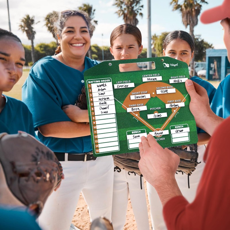 WISYOK Double-Sided Magnetic Baseball Lineup Board for Dugout, Includes 40