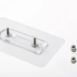 Bafmrey 2 pcs Adhesive Screw Hook,（16mm） Transparent Water Proof Small U-Shape Variable Pitch Double Screw Type Sticky Wall Hooks for Kitchen, Bathroom, Office