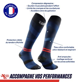 Thuasne - Compression Socks - Sport UP ACTIV Running (DE/NL/SE/PL, Numeric, 39, 42, Regular, Regular, L, Long, Black/Dark Blue/Red), Black / dark blue / red, 39 - 42