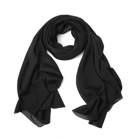 lifwimner Women's Scarf Stole Chiffon Scarves 175 x 70 cm Chiffon Scarf Stole Chiffon Scarves for Spring Summer All Year Round, black