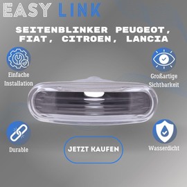 Easy Link Side Indicator Indicator Indicator Light Compatible with Fiat Doblo Fiorino Qubo Multipla Punto Stilo Panda Idea Linea Citroen Nemo Peugeot Bipper Lancia Musa 51717793 46758821 51942933