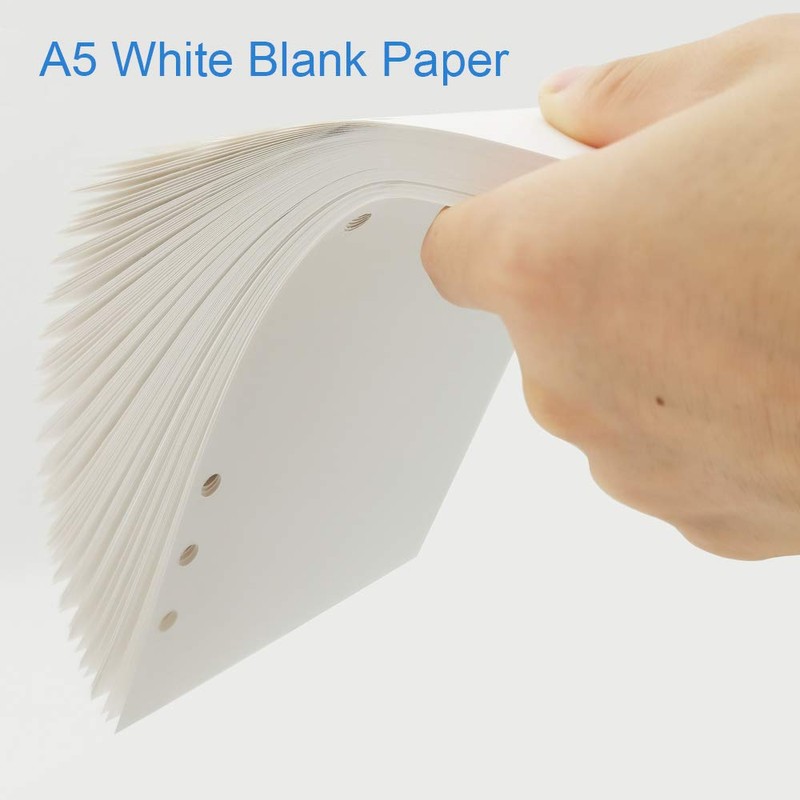A5 Blank Refills Paper for Filofax Planner/Binders, 100 Sheets/200 Pages,