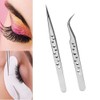 2 PCS Straight and Curved Tip Tweezers Nipper Lash Tweezers